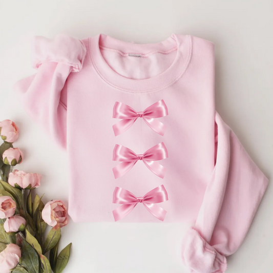 Pink Satin Bow Sweatshirt